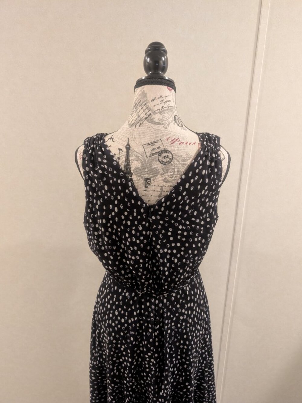 Alex Marie Navy Blue LB Polka Dot Midi Dress Sleeveless Belted Women's Size 6 - Picture 5 of 11